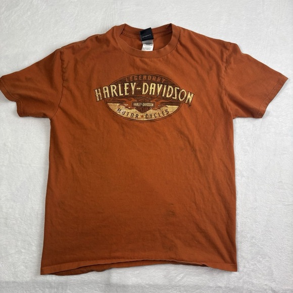 Harley Davidson Guidera's Orange Short Sleeve Graphic Shirt Distressed Men's XL - Picture 1 of 11